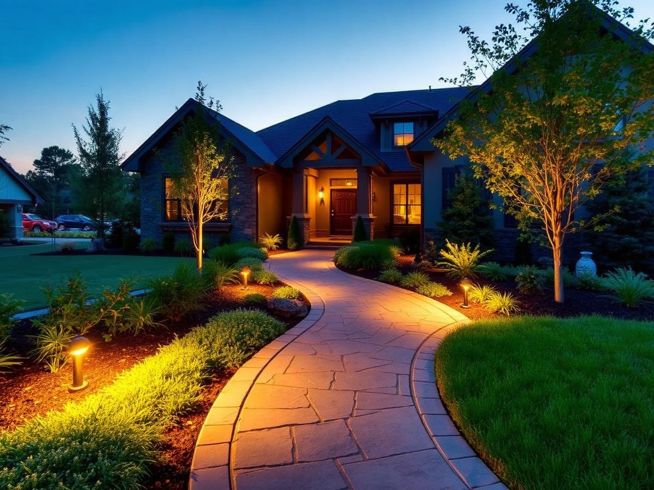 Lit Stone Walkway